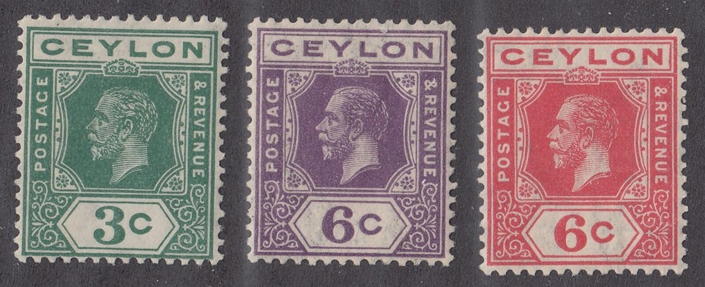 Ceylon #227, 230, 231 Mint
