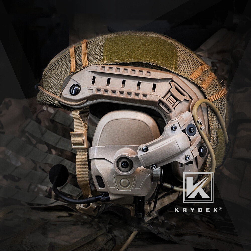 KRYDEX FCS AMP Tactical Headset Pickup Noise Reduction Earmuf fo Shooting Helmet