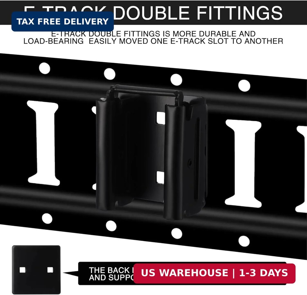 Blulu 2 Pcs E-Track Connector with Square Plates, E Track Double Fitting Accesso