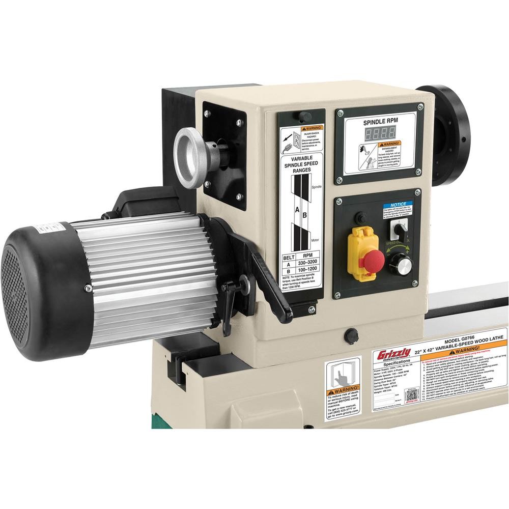 G0766 22" x 42" Variable-Speed Wood Lathe