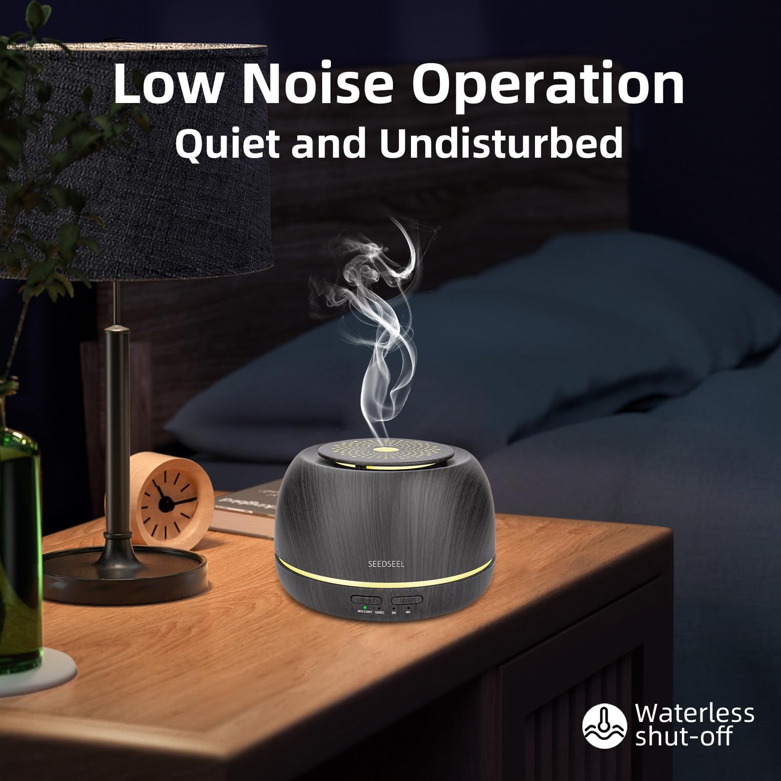 SEEDSEEL 300ML Essential Oil Diffuser,Ultrasonic Aromatherapy Dark Wood Grain