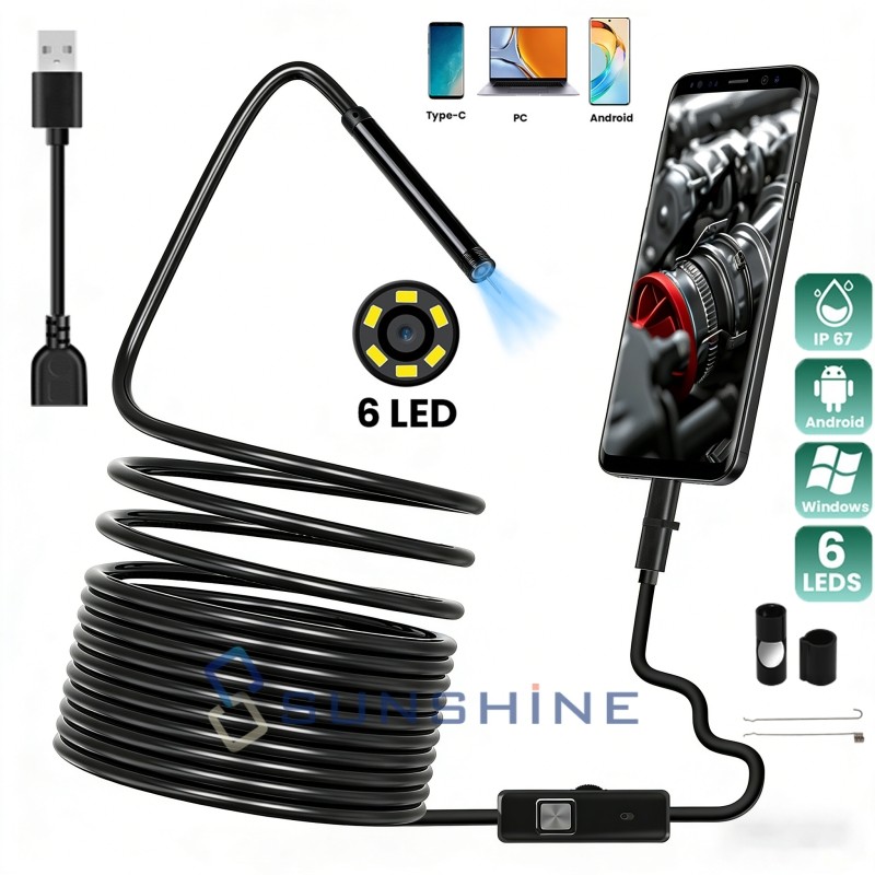 Direct Plug to Android PC Borescope Endoscope Snake Inspection Camera Waterproof