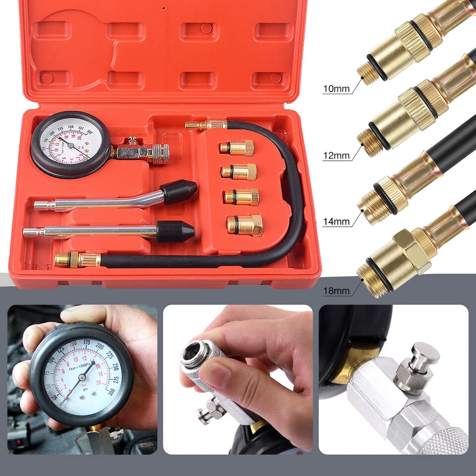 Professional Cylinder Engine Compression Tester Pressure Gauge Test Kit Motor US