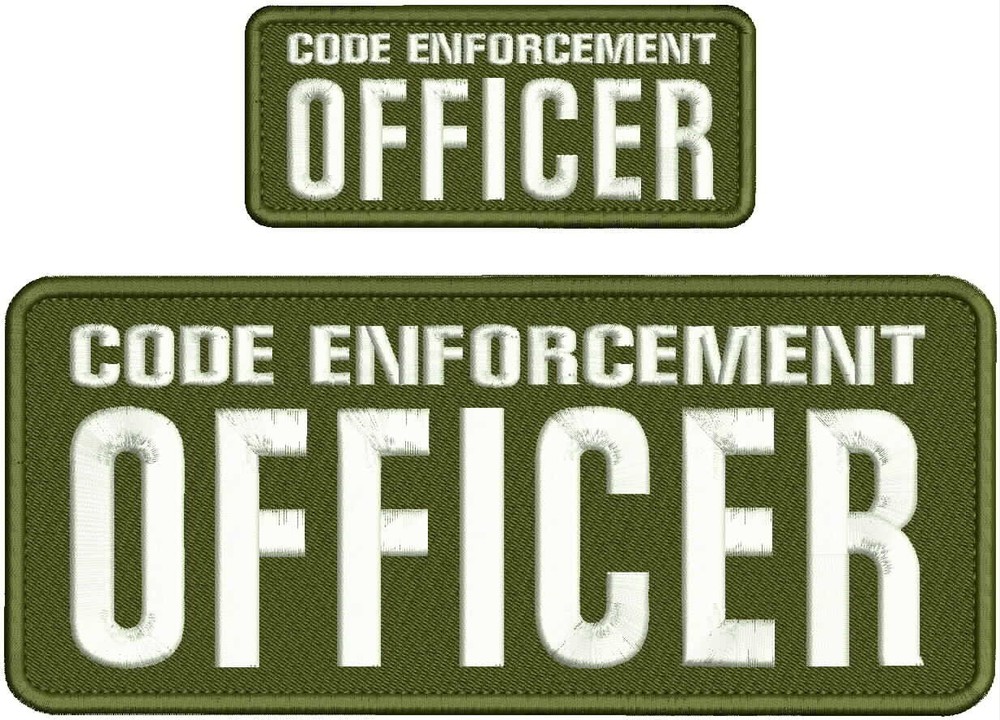 CODE ENFORCEMENT OFFICER 2 EMBROIDERY PATCHS 10X4 AND 5X2'' VELCR@ ON BACK