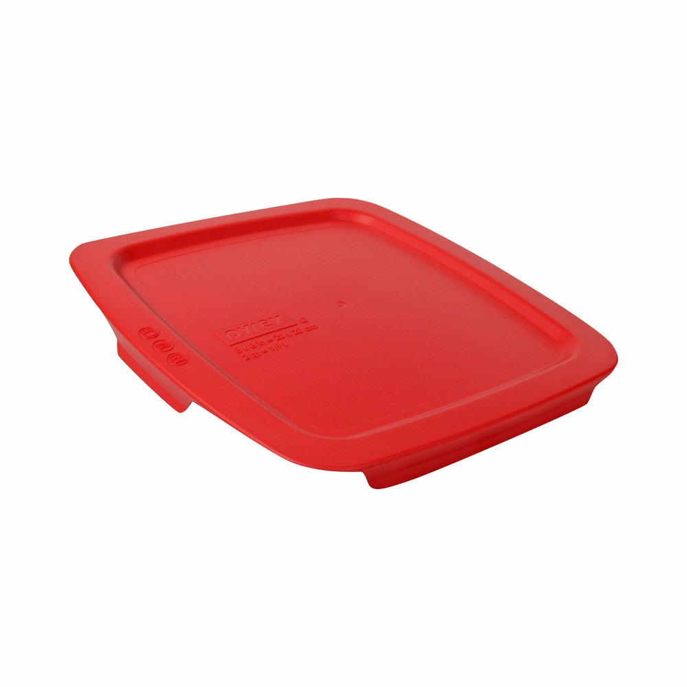 Pyrex C-222-PC Square Red Easy Grab Plastic Storage Replacement Lid (4-Pack)