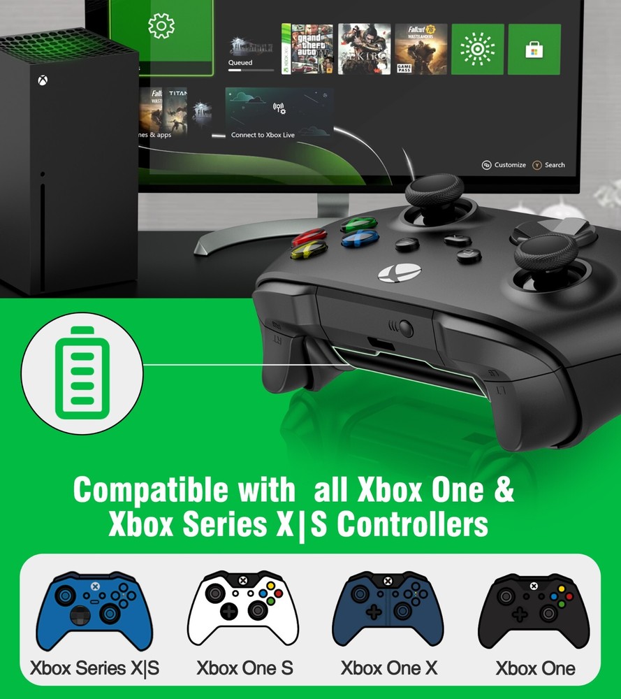 For Xbox One Series S X Controller Rechargeable Battery Pack + Charging Dock