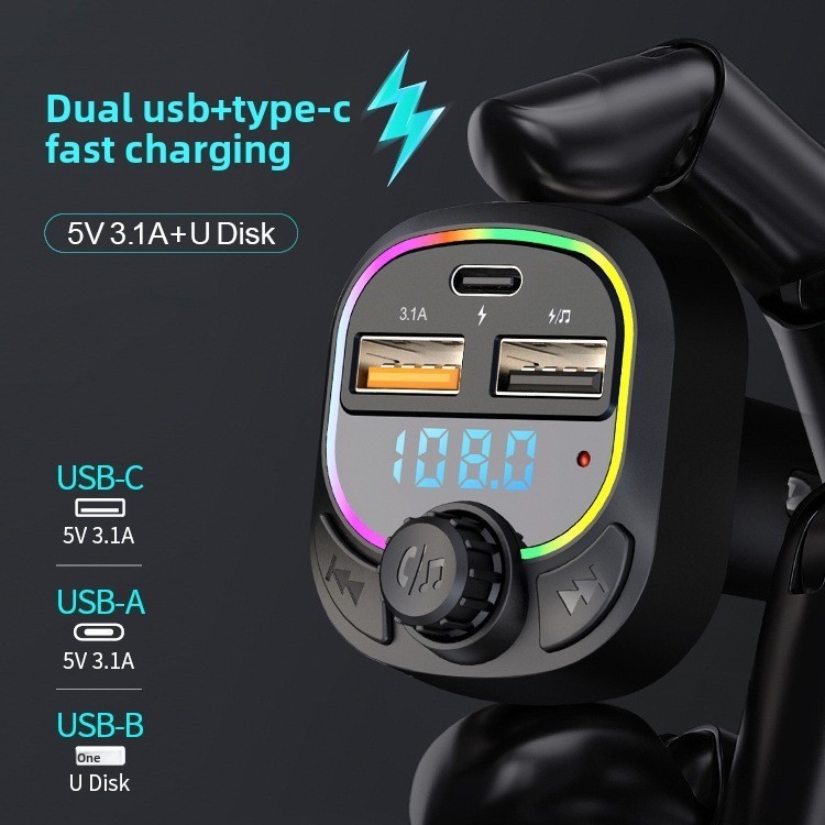 Bluetooth Car MP3 Player FM Transmitter with Dual USB Fast Charger