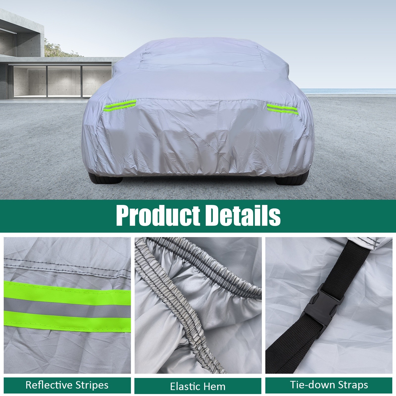 Full Car Cover Waterproof All Weather Protection Anti-UV Rain Snow Anti Scratch