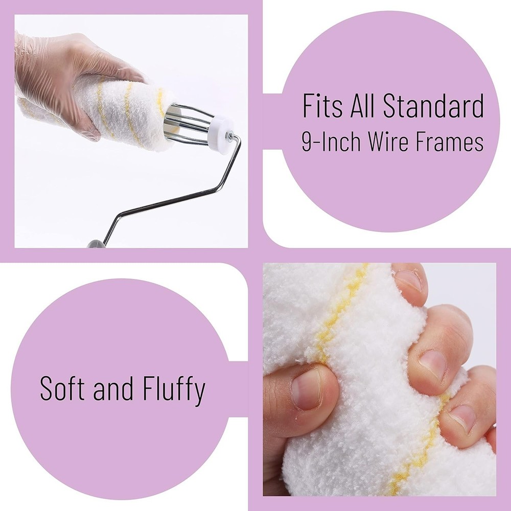 Reliable 9” Roller Naps - 5 Pack, Microfiber Covers for Effortless Painting