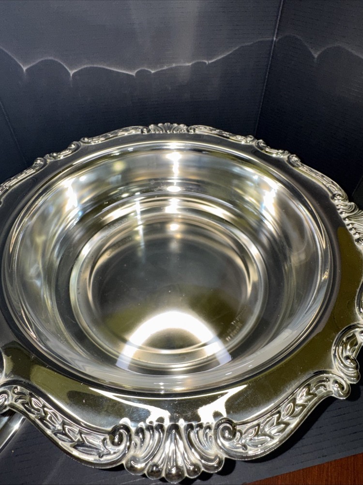 Ornate silver-plated covered vegetable/entrée serving dish (rococo style)