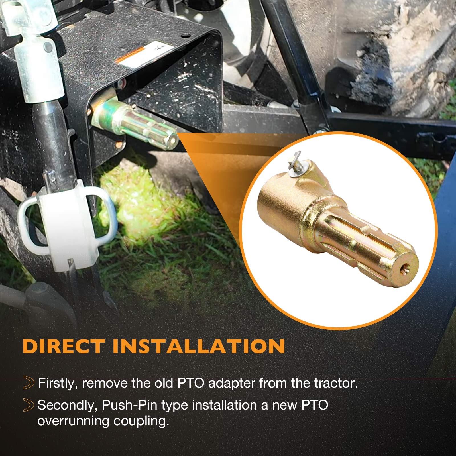 PTO Extender Adaptor Male 6 & 1-3/8" Female 21 & 1-3/8" Spline Fit 70HP Engine