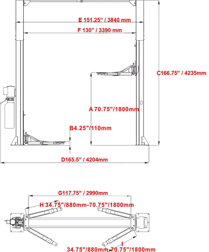 MechanizedUS AK-M120 12000lbs Two Post Auto Lift Garage/Shop Equipment Katool