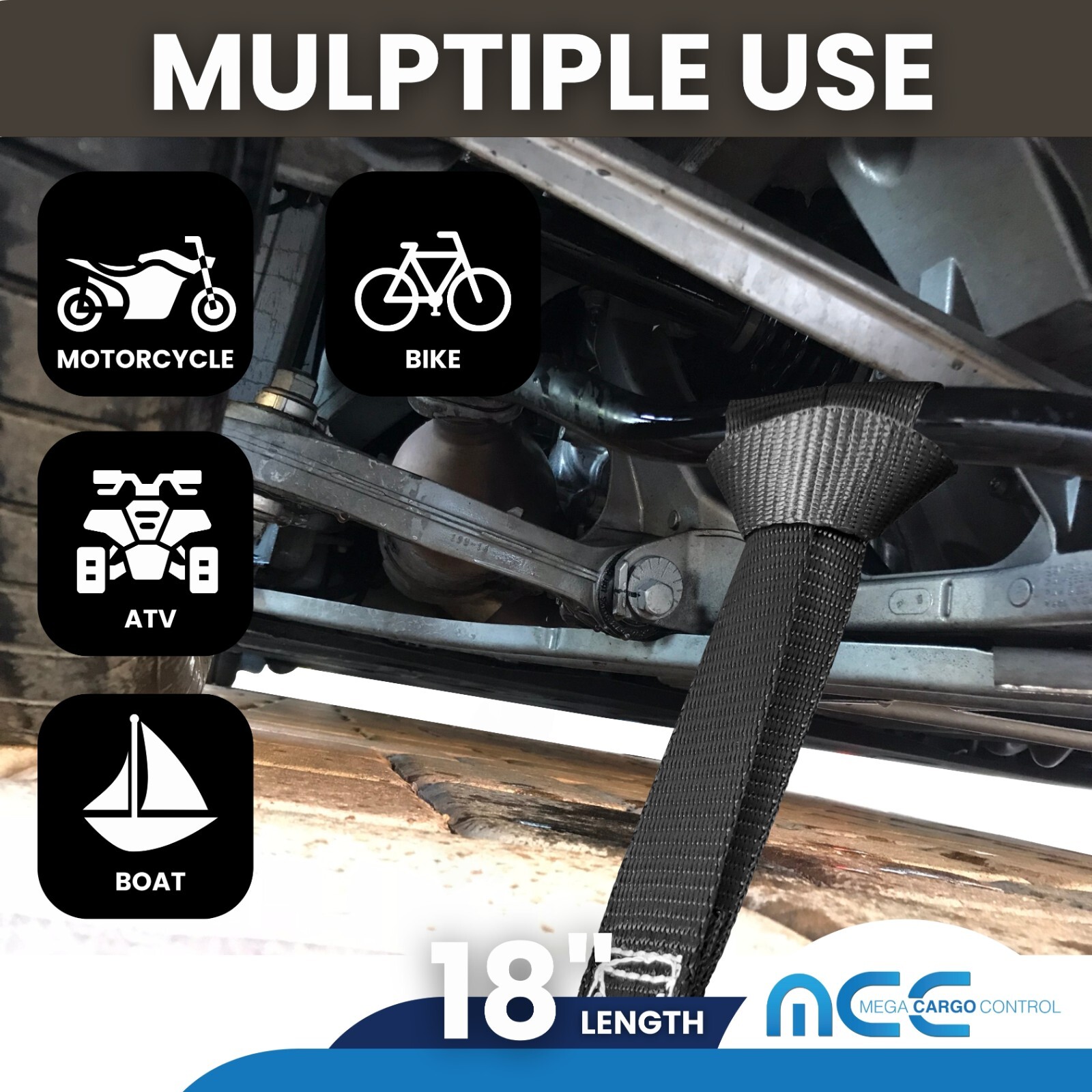 USA 6 Pack Heavy Duty 18" Soft Loop Tie Down Strap Motorcycle Dirt-Bike ATV UTV