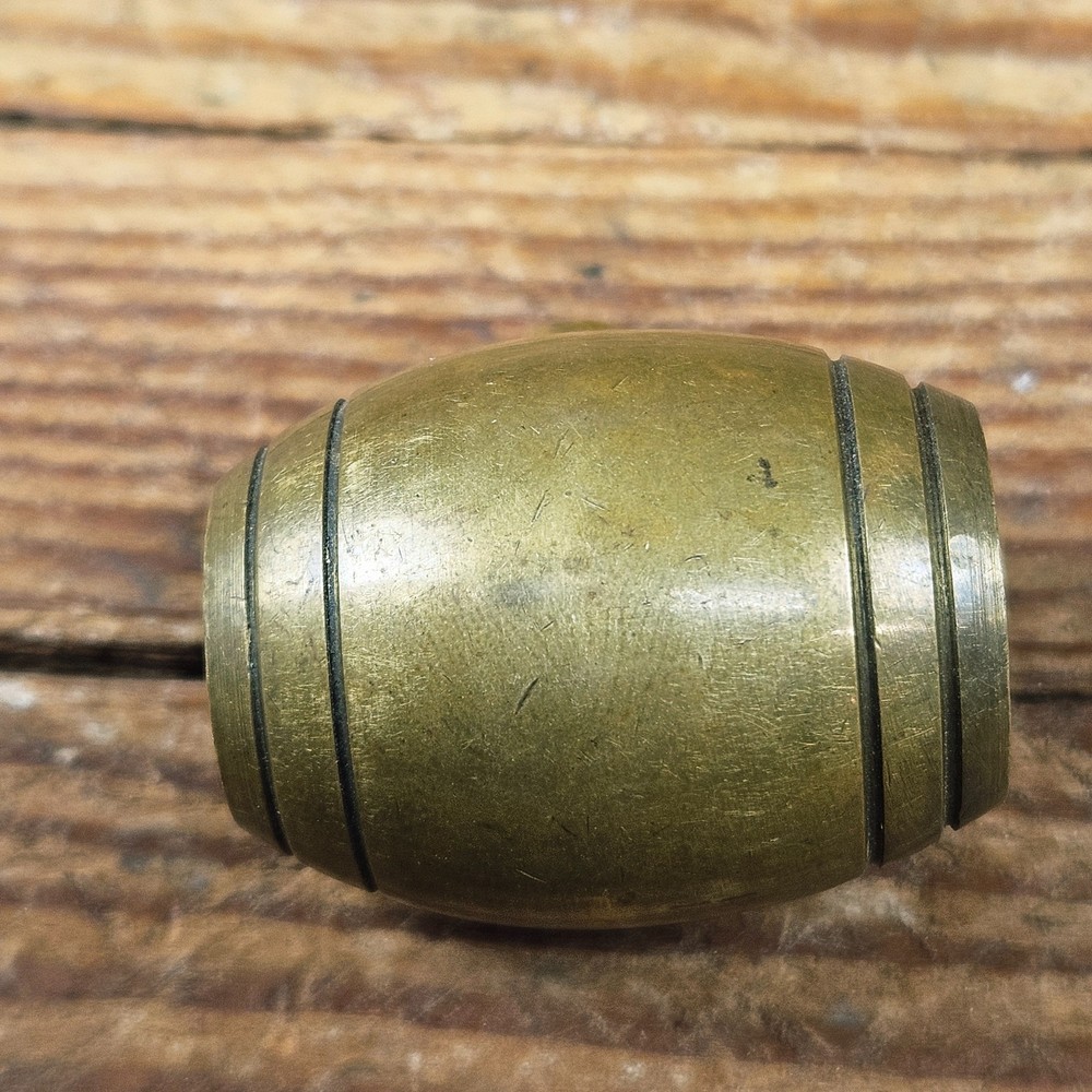 Vtg Oval Powder Horn Flask Push Button Valve Flintlock Muzzleloader