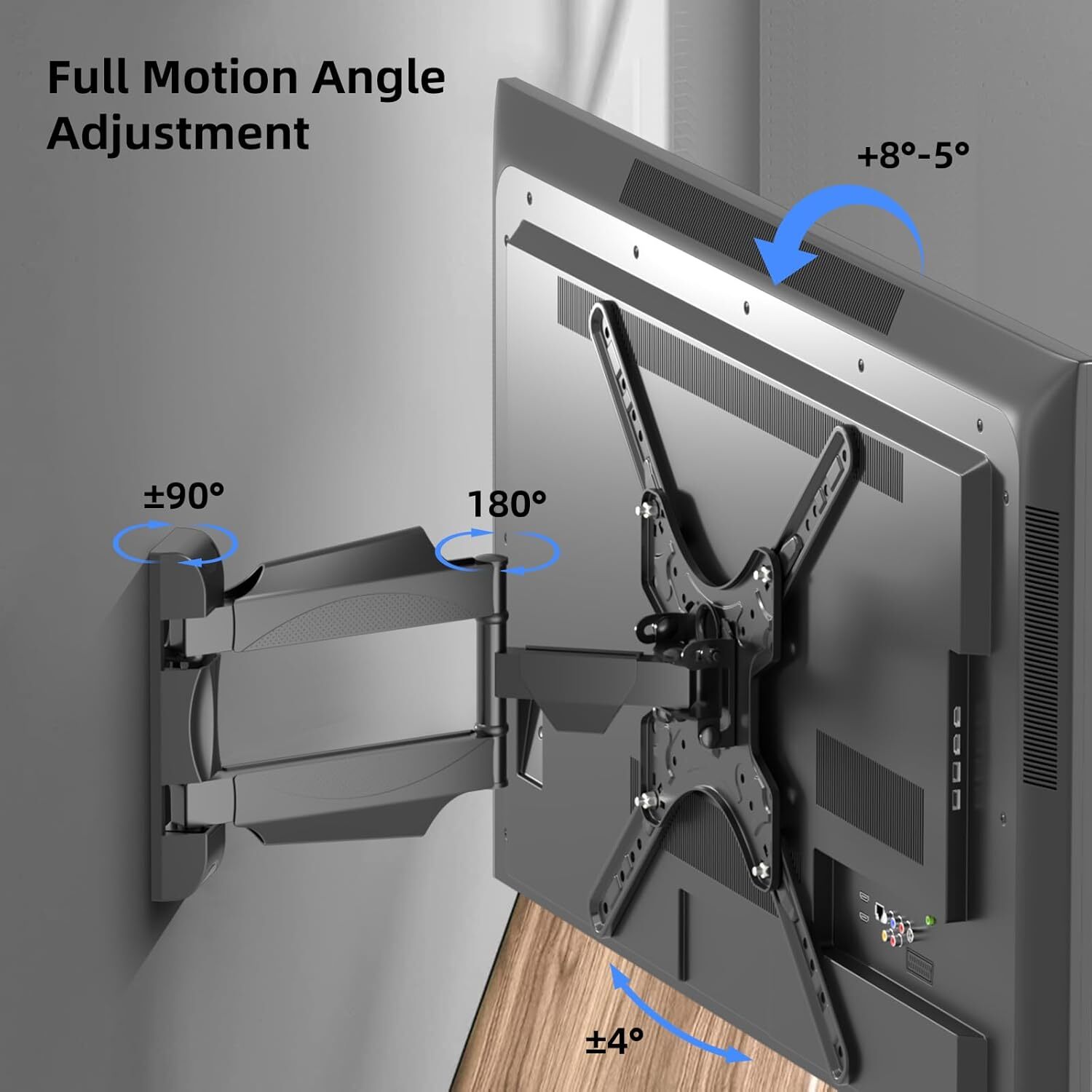 Full Motion TV Wall Mount Bracket Swivel Tilt for 32 36 37 40 42 46 49 50 55"