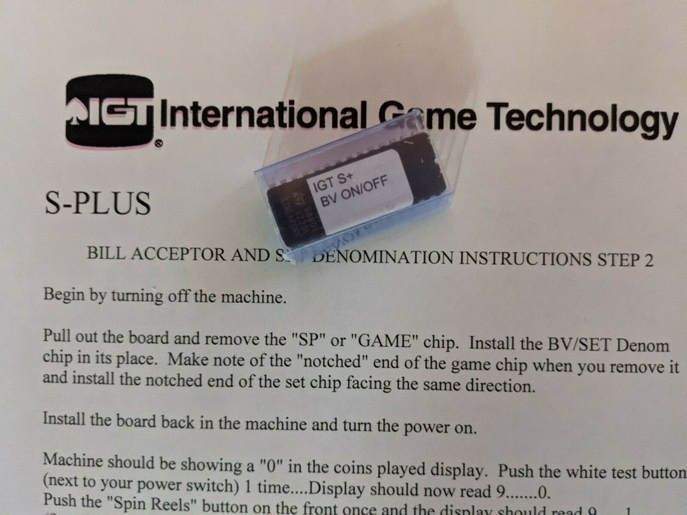 BV Bill Validator igt S+ plus SET15 eprom to enable your Validator FREE SHIPPING