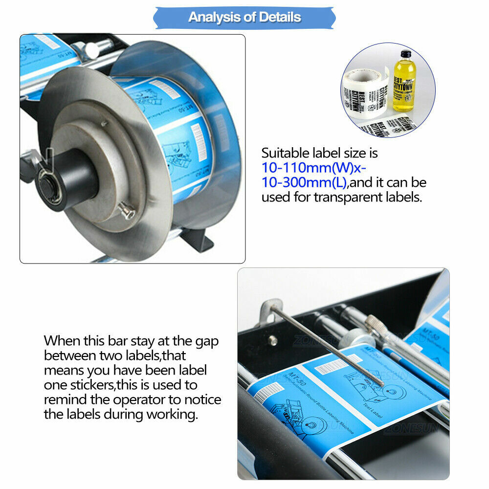 MT-30 Semi-automatic Round Bottle Labeling Machine Manual Label Maker Labeler