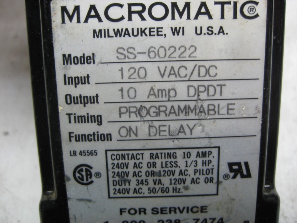 MACROMATIC SS-60222 TIMING RELAY NSNP