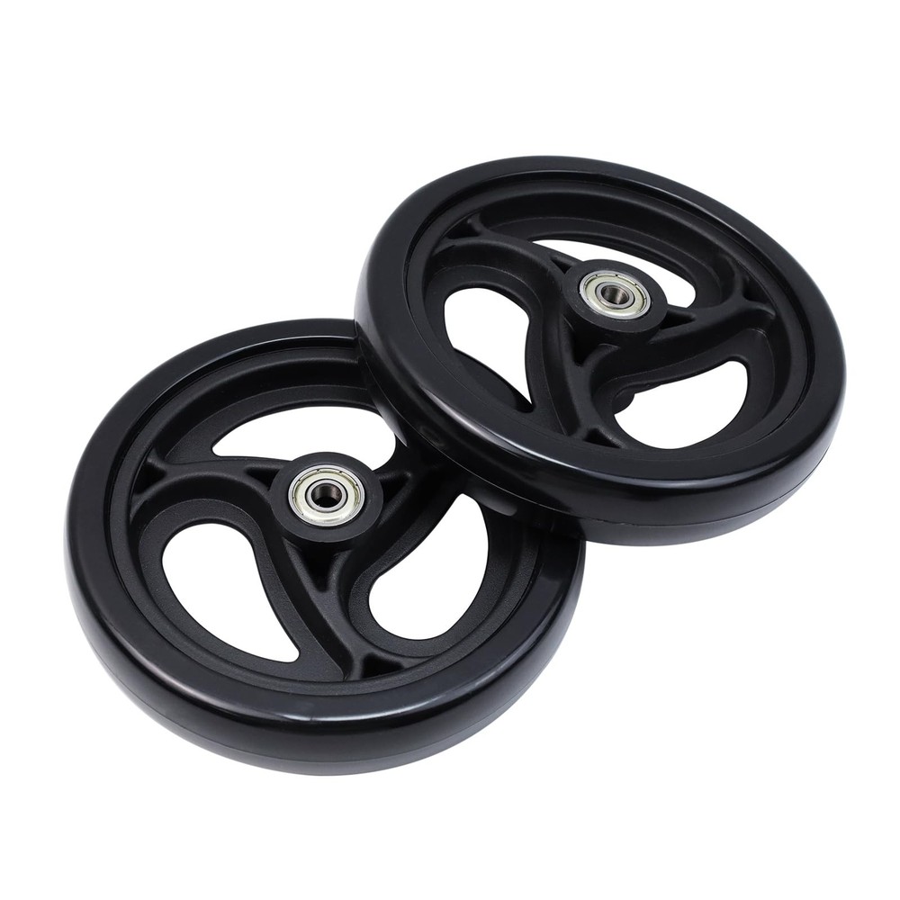 Wealrit Black Solid Walker Wheels Replacement - 6 Inch Drive Rollator Wheels ...