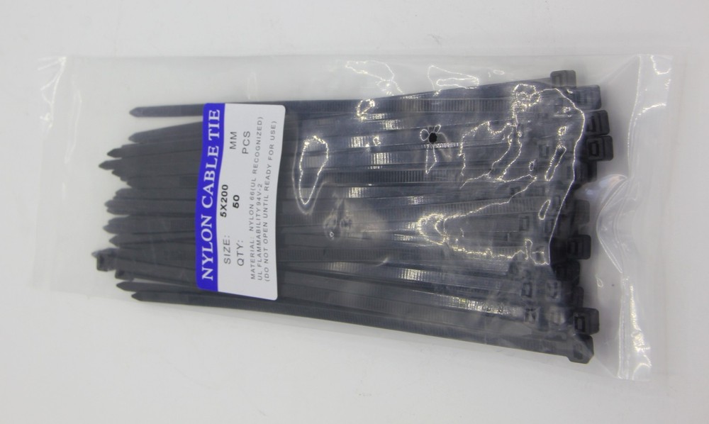 Black Zip Ties 4 Sizes: 4"+6"+8"+12" Self-Locking Nylon Multi-Purpose