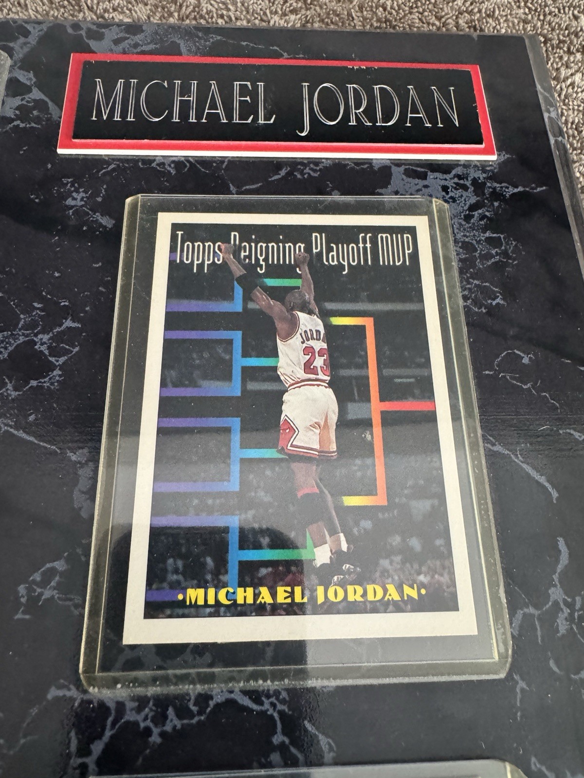 Michael Jordan Collectors Plaque - Vintage - Sports Cards & Name Plate - 15”x12”