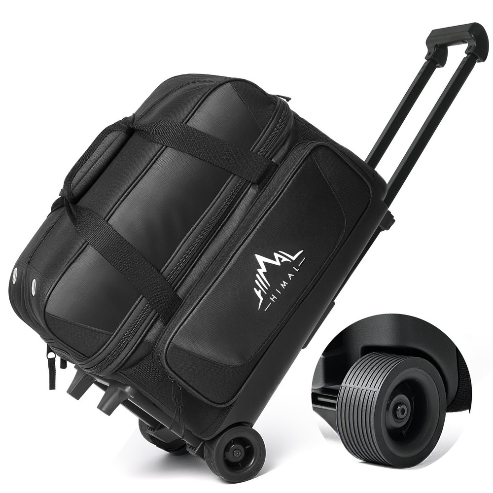 Double Roller 2 Ball Bowling Bag with Separate Shoe Compartment for Bowling S...