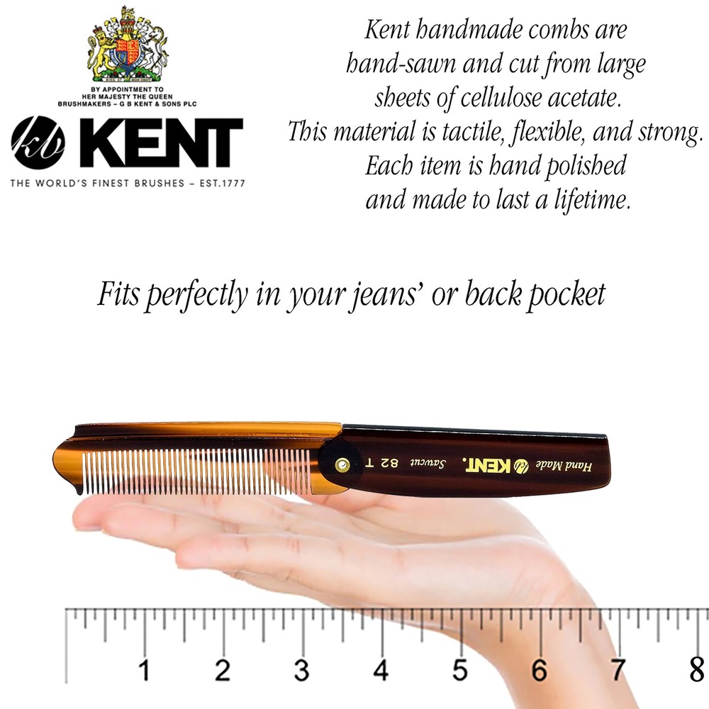4" Handmade Fine Tooth Folding Pocket Comb for Men