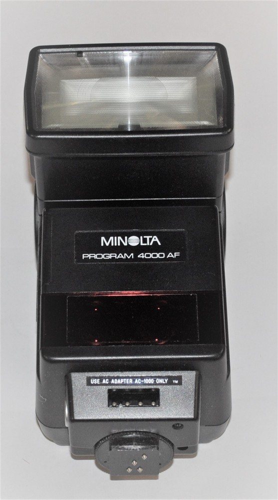 MINOLTA PROGRAM 4000 AF AUTO SHOE MOUNT ELECTRONIC FLASH WITH CASE GOOD