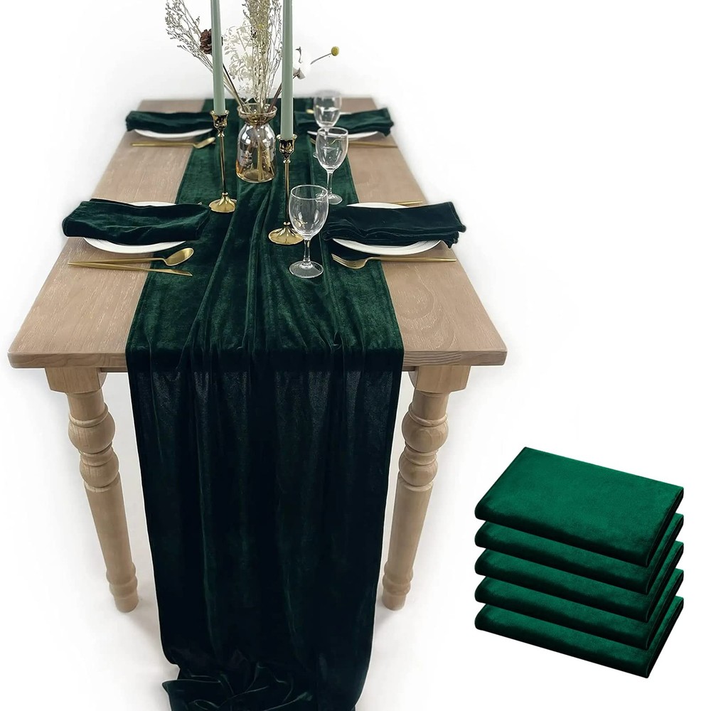 Velvet Table Runner, 5 Pack Luxurious Wedding Reception Decorations Soft Velv...