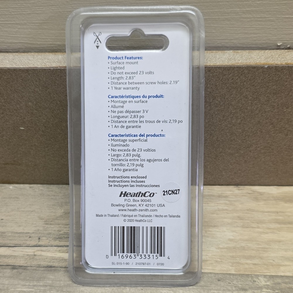 HeathZenith Wired LED Doorbell Push Button Surface Mount White SL-315-1