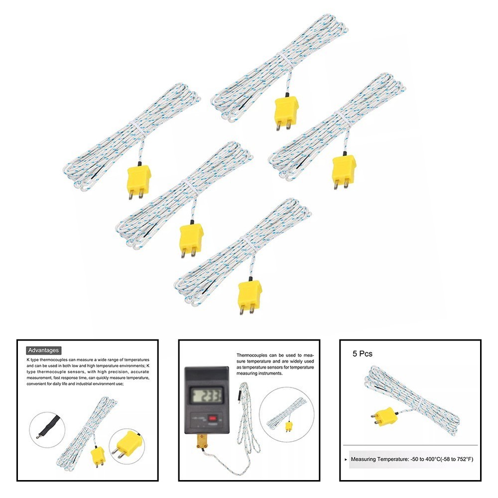 K Type Thermometer Probes Five Pack Each Two Meters in Length Available