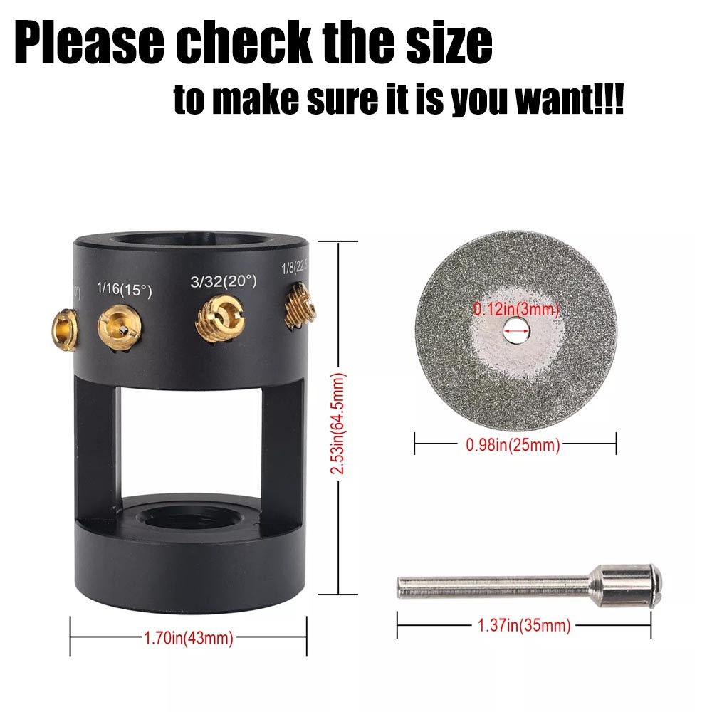 TIG Welding Tungsten Electrode Grinder Sharpener Multi-Angle & Offsets Cut-off