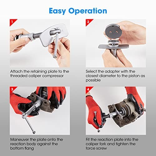 Heavy Duty Brake Caliper Compression Tool Kit - 23pcs Piston Reset Set with Case