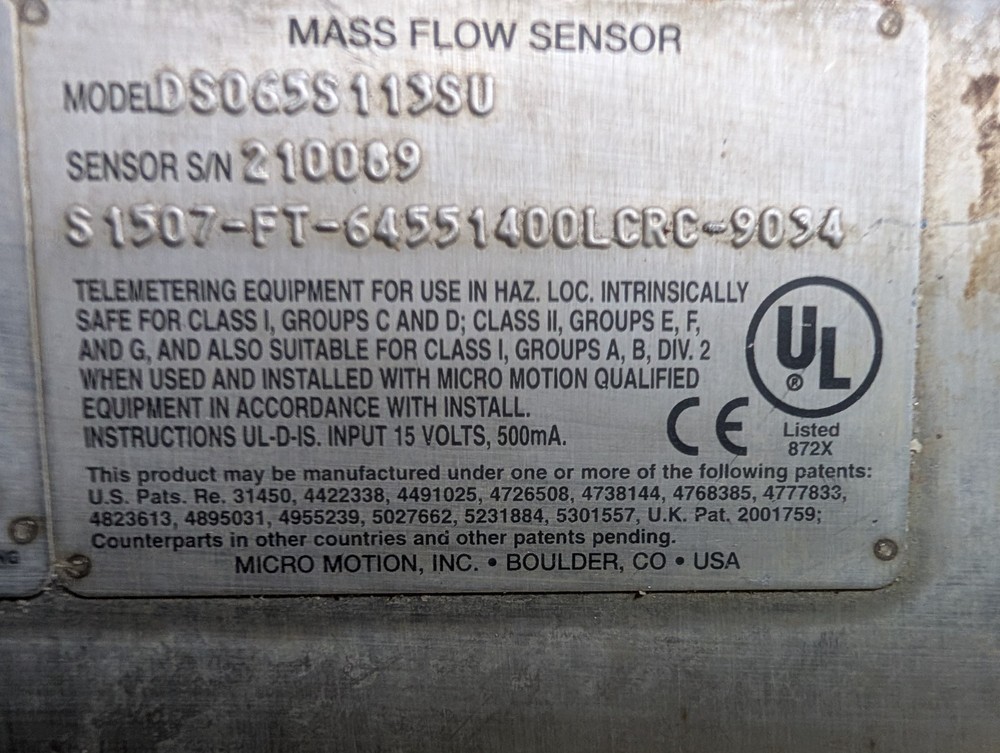 🤪 EMERSON MICRO MOTION MASS FLOW SENSOR DS065S113SU W/ COVER