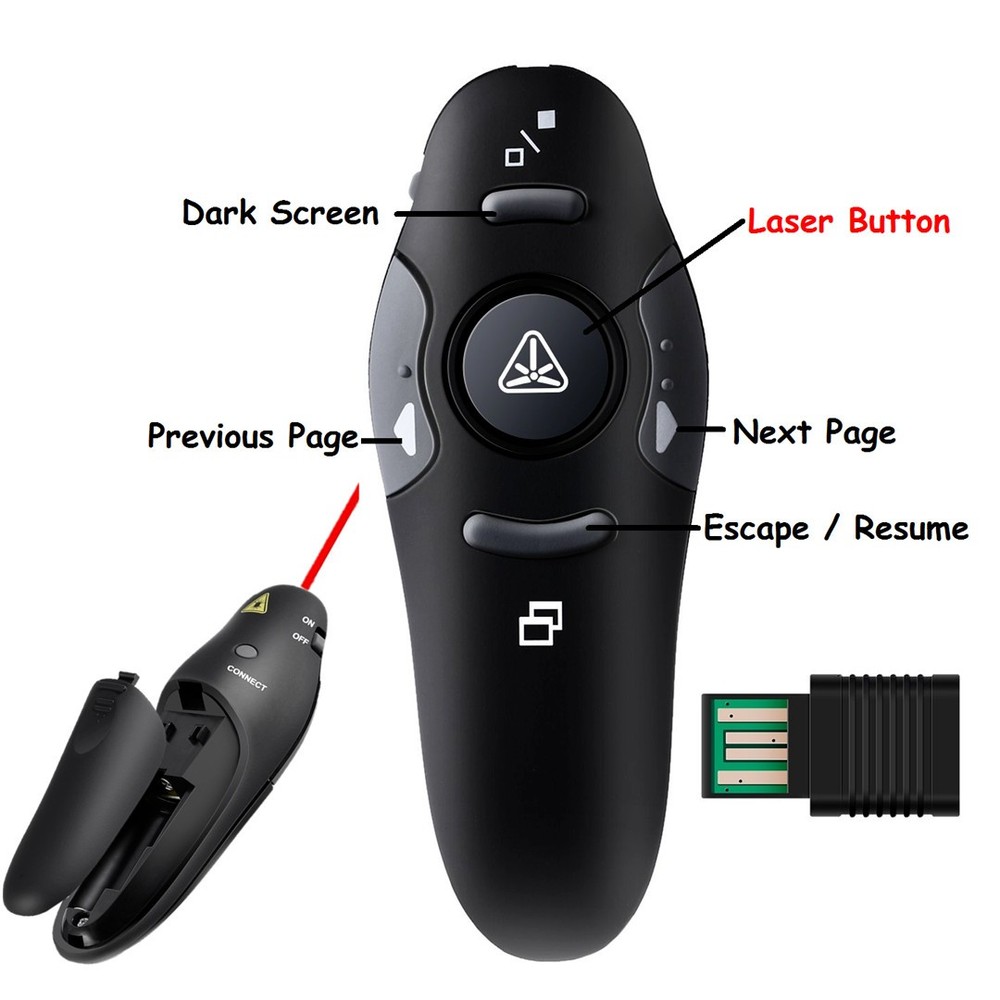 PowerPoint Presentation Remote Wireless USB PPT Presenter Laser Pointer Clicker