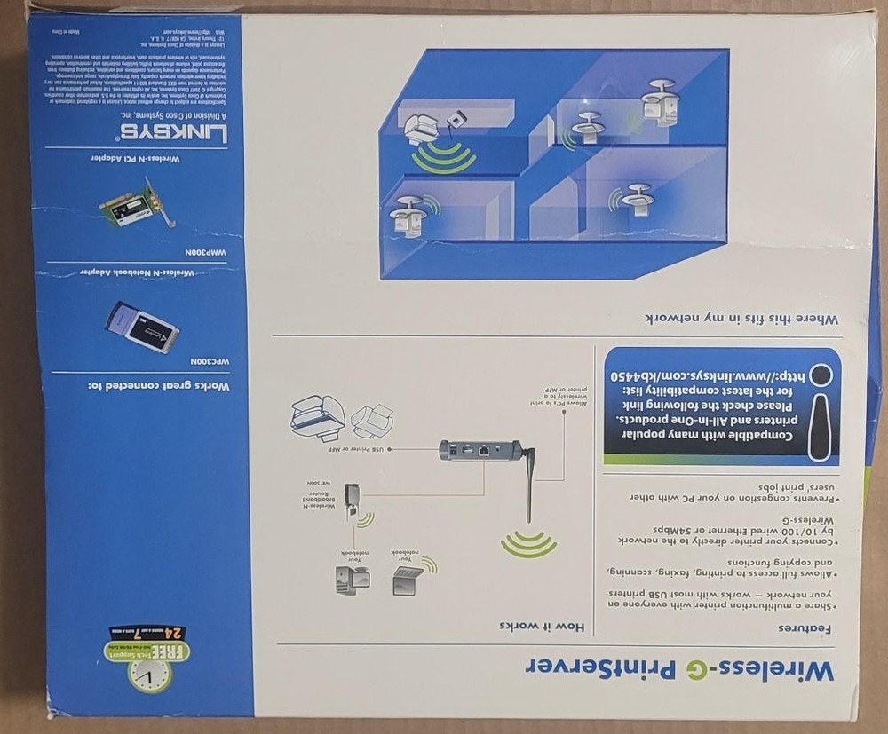 LINKSYS WIRELESS-G PRINTSERVER WPSM54G ROUTER & POWER SUPPLY BUNDLE