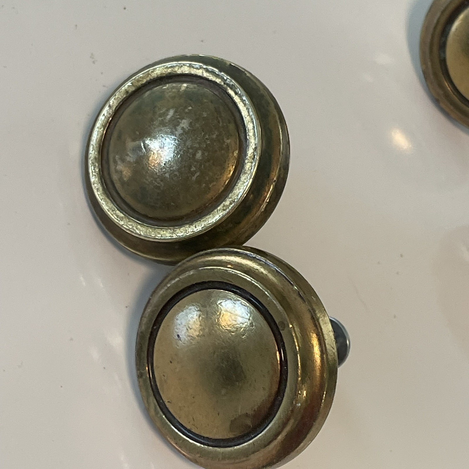 6 Vintage Brass Bullseye Knobs (screws Included) Drawer Cabinet Hardware