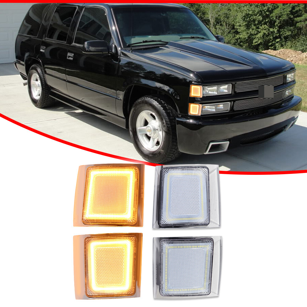 For 1994-1998 Chevy C/K 1500 2500 3500 Clear Amber LED Corner Side Marker Lights