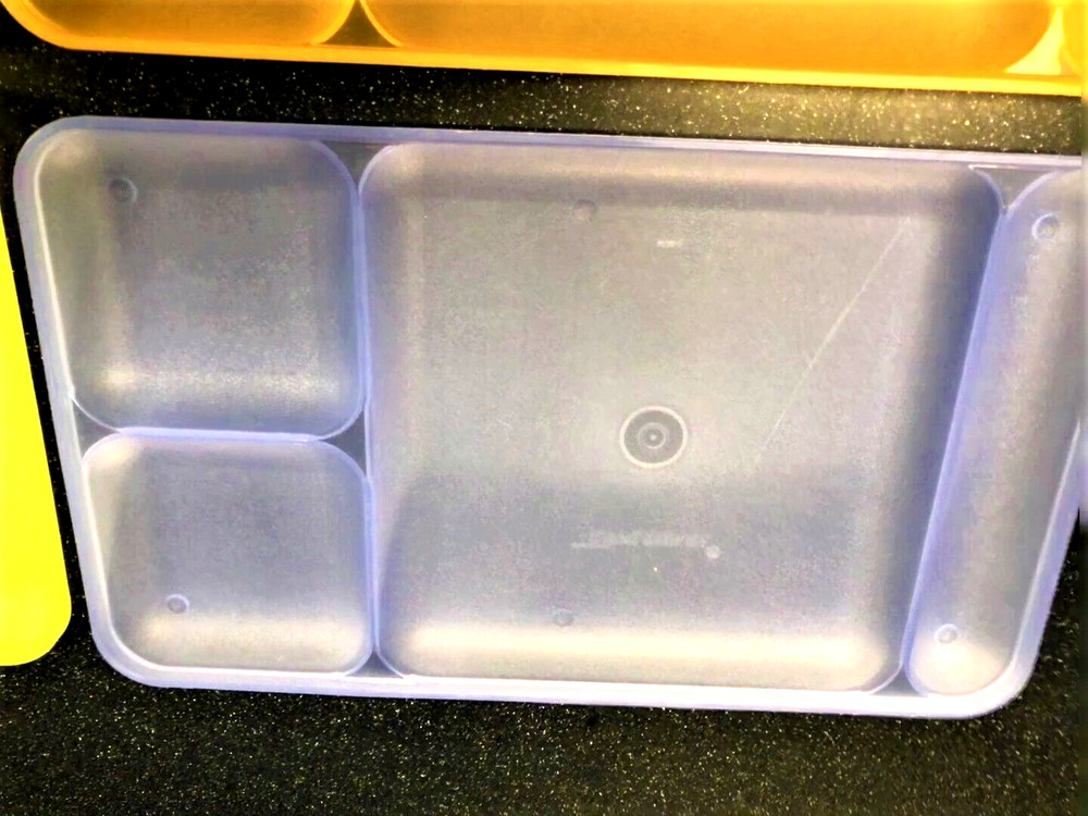 4 RETRO COLORED TUPPERWARE PLASTIC DIVIDED TRAY LUNCH TV STACKABLE CAMPING