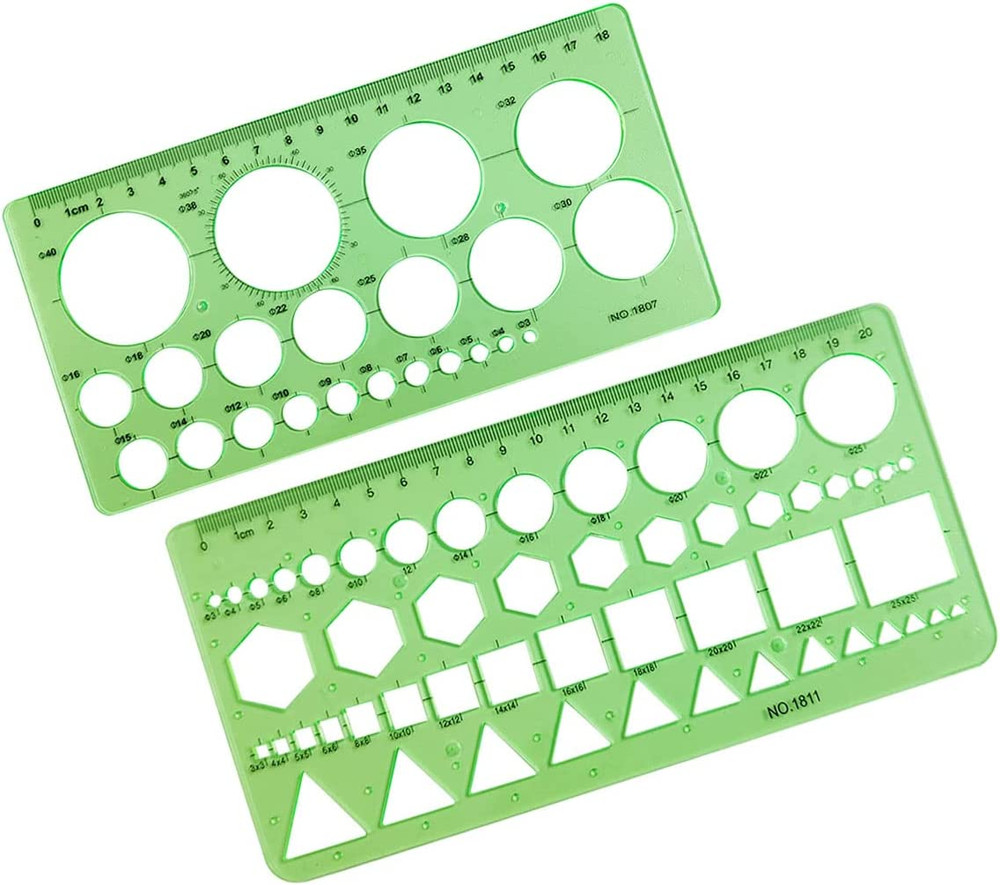 2 Pack Circle Template Stencils Geometry Drawing Ruler Drafting Measuring Tool