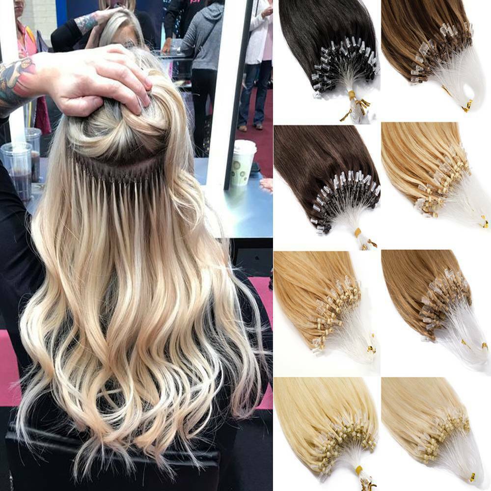 Micro Ring Link Human Hair Extensions Micro Beads Loop Tip Real Remy Thick Hair