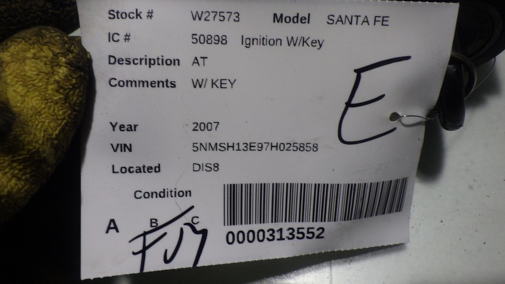 07 HYUNDAI SANTA FE Ignition W/Key