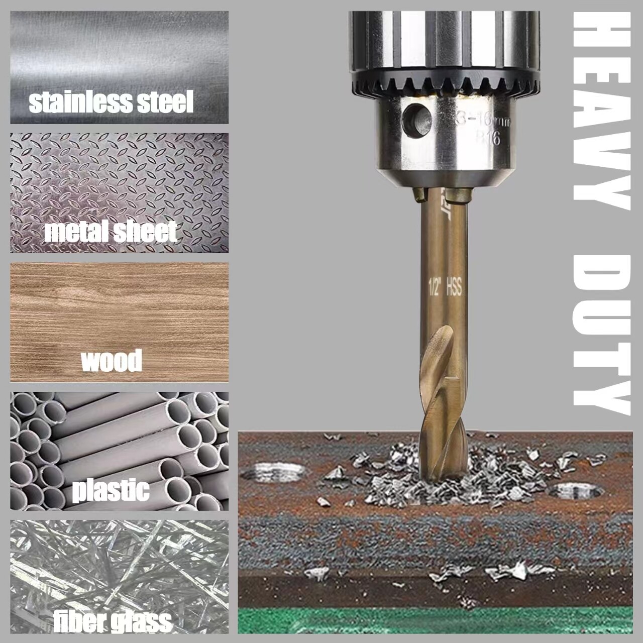 Vearter 1/2"~1-1/2" Twist Drill Bit HSS Jobber Drill Bit for Steel Wood