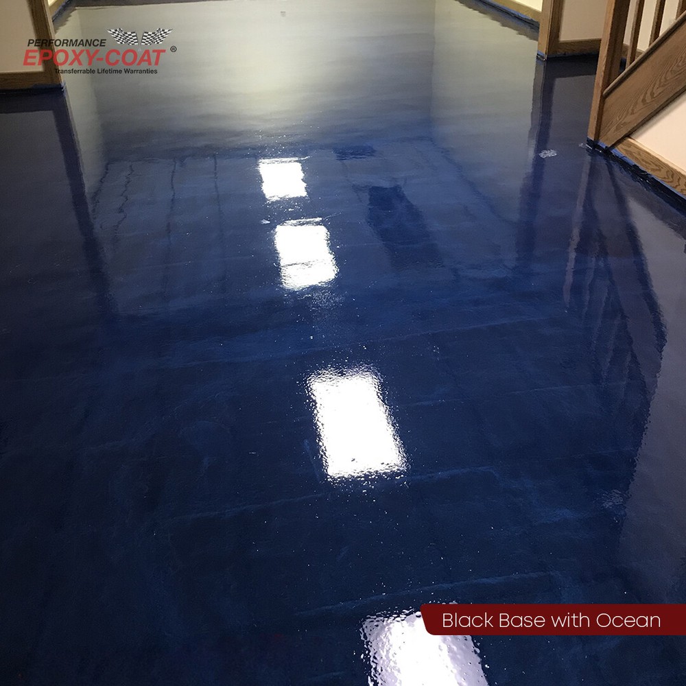 Metallic Full Epoxy Floor Coating Kit 300 sq. ft. MEDIUM BLUE Base Coat