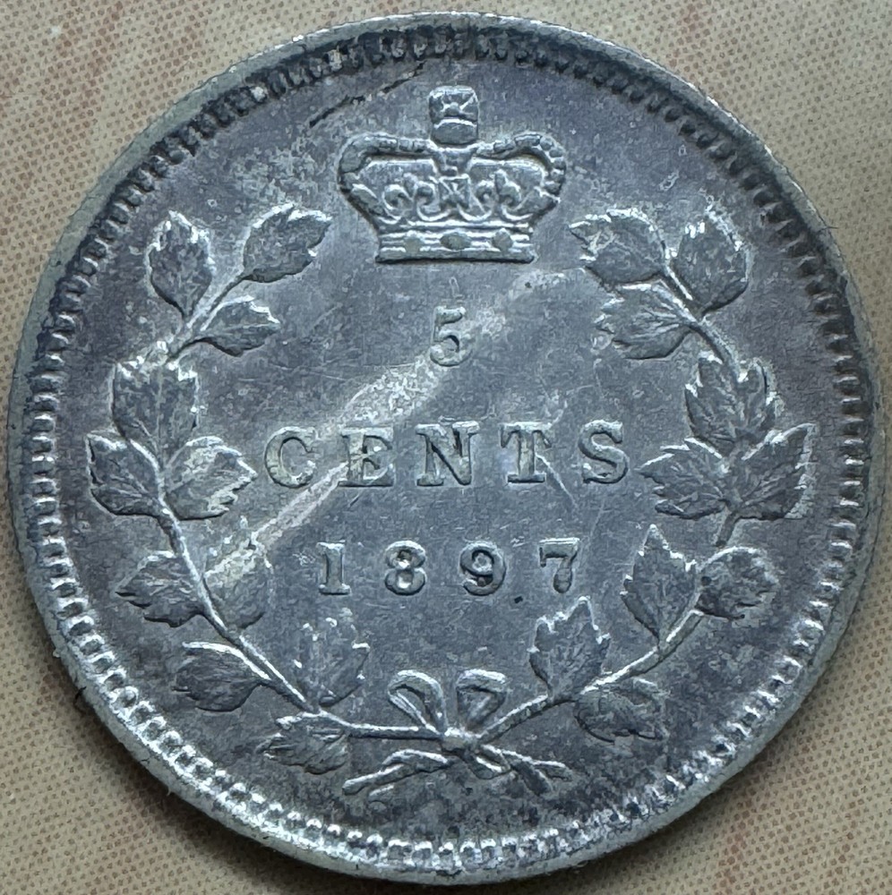 1897 Canada 5 Cent Coin Better Grade