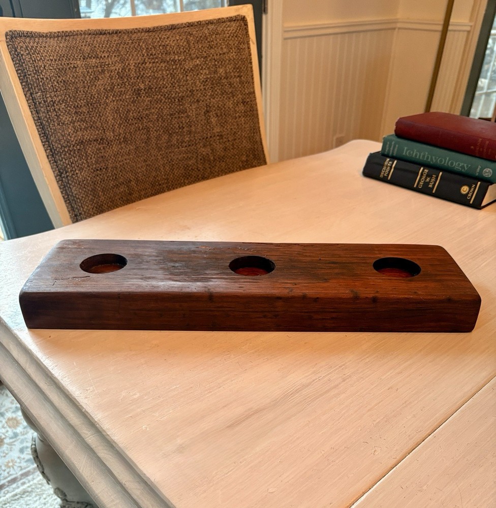 Rustic Solid Wood Wine Flight Stand 3 Bottle Tasting Display Barware Vintage