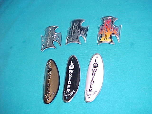 6 Lowrider Bicycle Head Badge Nameplate Emblems