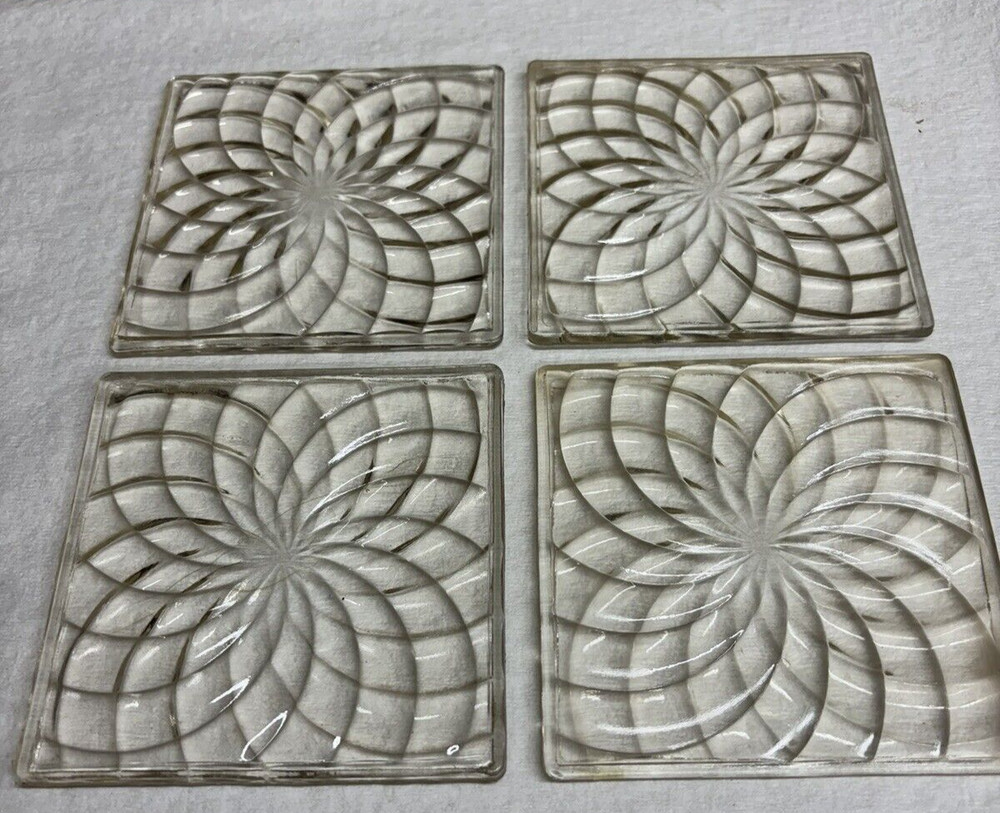 Frank Lloyd Wright-Style Antique Prism Tiles 4x4LightDiffusing Spiralite Flower