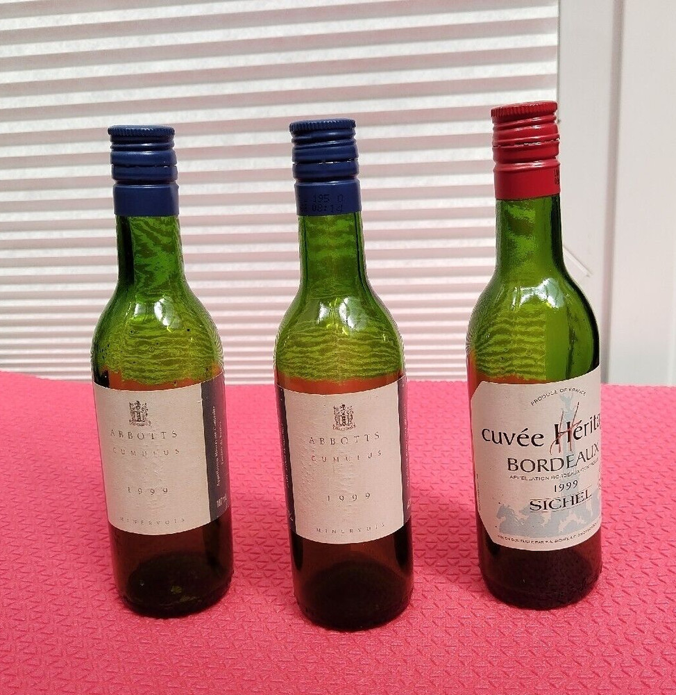 Vintage  Small 187ml Wine 3 Empty Bottle - Collectable