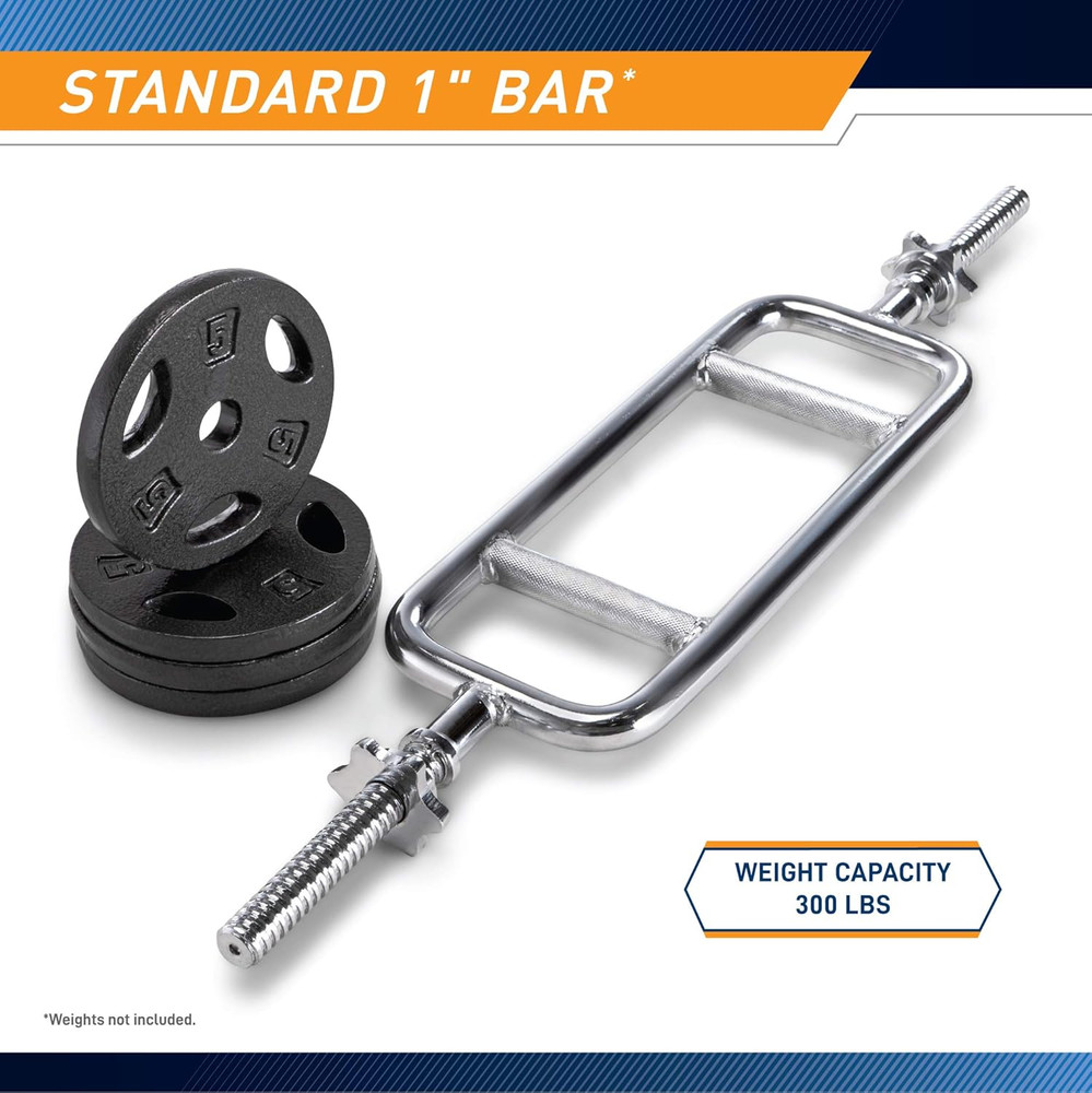 Threaded Solid Chrome Triceps Bar for Weightlifting and Bodybuilding IRBB-34T